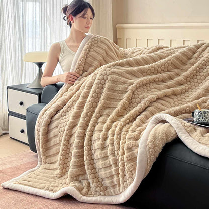 Coperta in peluche con trama geometrica Ownkoti - Cachi - Matrimoniale - image 15