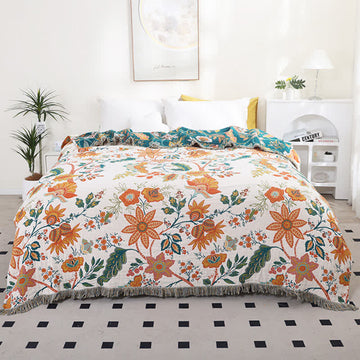 Trapunta reversibile in cotone con motivo floreale botanico Ownkoti - Matrimoniale Grande - image 0