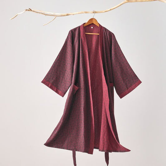 Kimono in garza di cotone ispirato al Natale di Ownkoti - Rosso scuro - XL - image 0