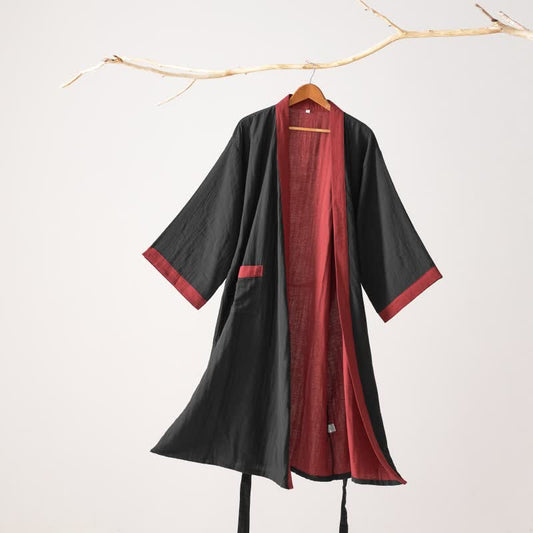 Kimono in garza di cotone tinta unita minimalista Ownkoti - Nero - XL - image 0