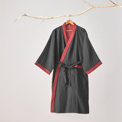 Kimono in garza di cotone tinta unita minimalista Ownkoti - image 2