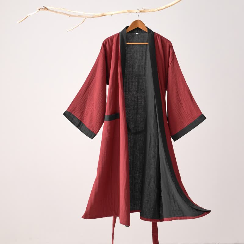 Kimono in garza di cotone tinta unita minimalista Ownkoti - Rosso - XL - image 8