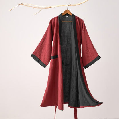 Kimono in garza di cotone tinta unita minimalista Ownkoti - Rosso - XL - image 8