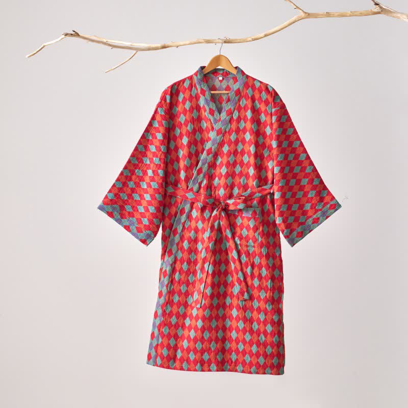 Kimono in garza di cotone a rombi Ownkoti Classic - image 2