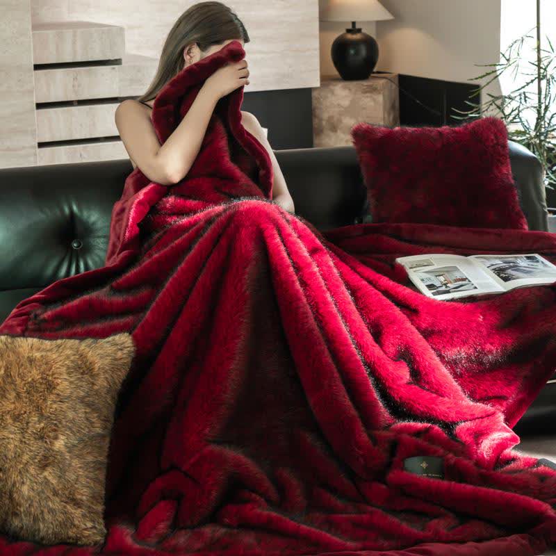 Coperta in pelliccia sintetica di lusso Ownkoti - Rosso - Matrimoniale - image 5
