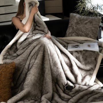 Coperta in pelliccia sintetica di lusso Ownkoti - Grigio - Matrimoniale - image 0