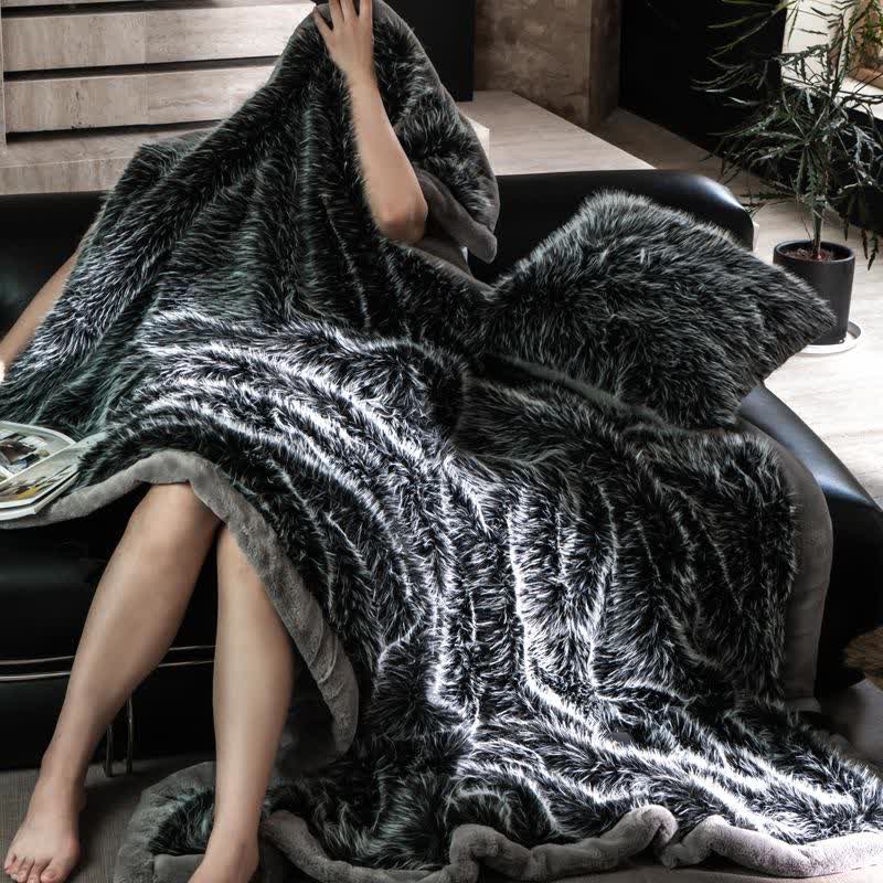 Coperta in pelliccia sintetica di lusso Ownkoti - Nero - Matrimoniale - image 16