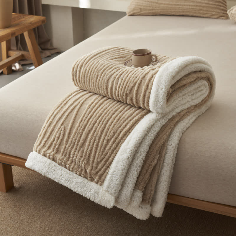 Coperta in sherpa jacquard con motivo ad albero Ownkoti - Albicocca - Matrimoniale - image 12