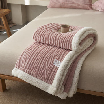 Coperta in sherpa jacquard con motivo ad albero Ownkoti - Rosa - Matrimoniale - image 0