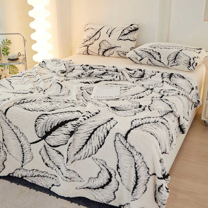 Coperta in jacquard con foglie di banana Ownkoti - Bianco - Matrimoniale - image 7