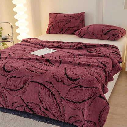 Coperta in jacquard con foglie di banana Ownkoti - Viola - Matrimoniale - image 8