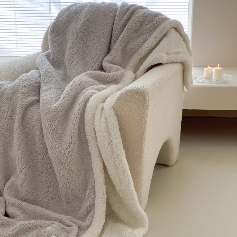 Coperta reversibile Ownkoti Bow Sherpa - Grigio chiaro - Matrimoniale - image 0