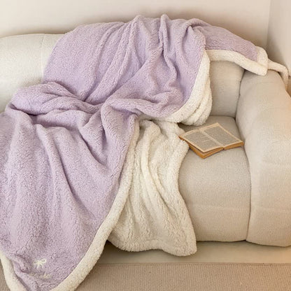 Coperta reversibile Ownkoti Bow Sherpa - Viola chiaro - Matrimoniale - image 18