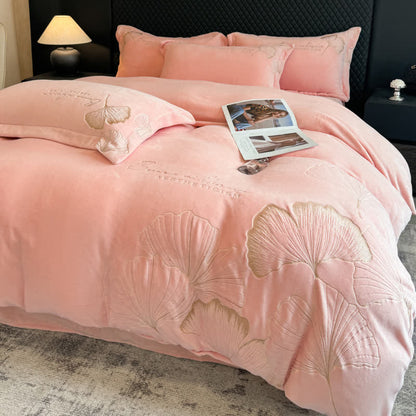 Set di biancheria da letto in peluche con foglie di ginkgo Ownkoti (4 pezzi) - image 10