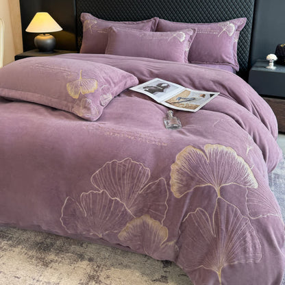 Set di biancheria da letto in peluche con foglie di ginkgo Ownkoti (4 pezzi) - image 6