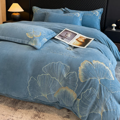 Set di biancheria da letto in peluche con foglie di ginkgo Ownkoti (4 pezzi) - image 8