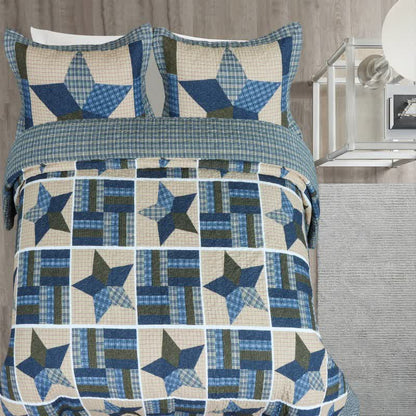 Copriletto in cotone patchwork vintage a forma di stella Ownkoti - image 2