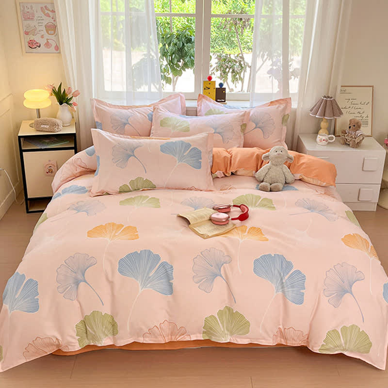 Biancheria da letto reversibile in cotone con foglie di ginkgo Tranquil Ownkoti - image 1