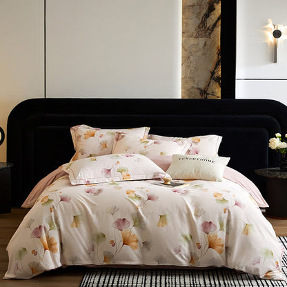 Set di biancheria da letto in cotone spazzolato Ginkgo elegante Ownkoti (4 pezzi) - Viola chiaro - Matrimoniale Grande - image 3
