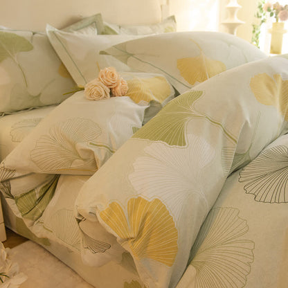 Set di biancheria da letto in cotone Ownkoti Fresh Ginkgo (4 pezzi) - Matrimoniale Grande - image 0