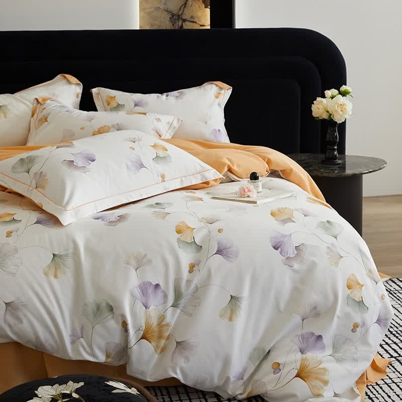 Set di biancheria da letto in cotone spazzolato Ginkgo elegante Ownkoti (4 pezzi) - image 1