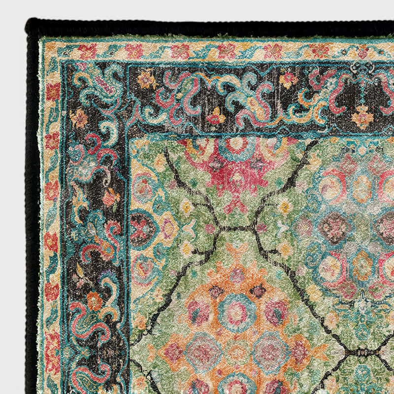 Tappeto verde bohémien vintage vibrante di Ownkoti - image 3
