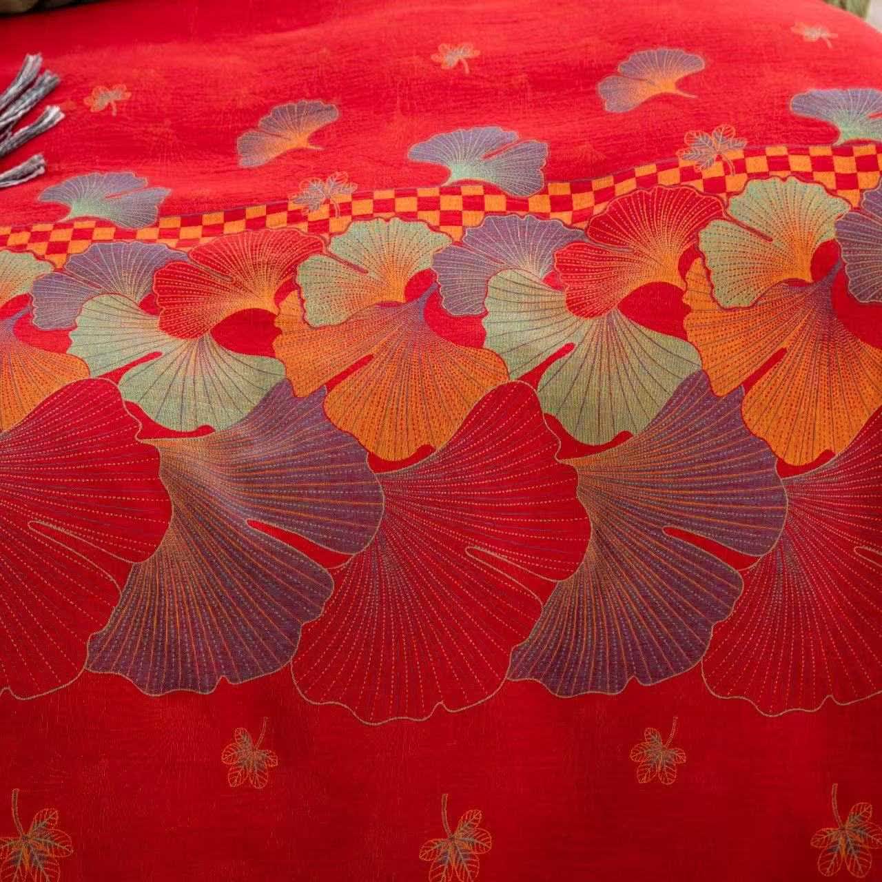 Biancheria da letto in garza di puro cotone con foglie di ginkgo Ownkoti (4 pezzi) - image 4