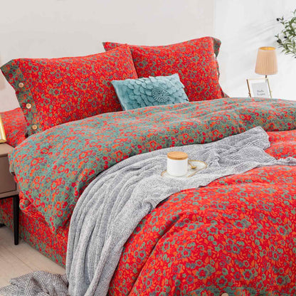Biancheria da letto in garza di puro cotone floreale Ownkoti (4 pezzi) - image 1