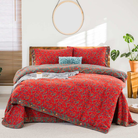 Biancheria da letto in garza di puro cotone floreale Ownkoti (4 pezzi) - Matrimoniale Grande - image 0