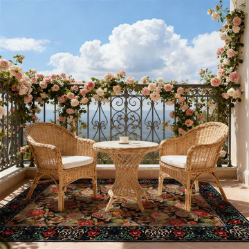 Tappeto per interni ed esterni Ownkoti con motivo floreale scuro - Nero e rosso - 153cm x 244cm - image 0