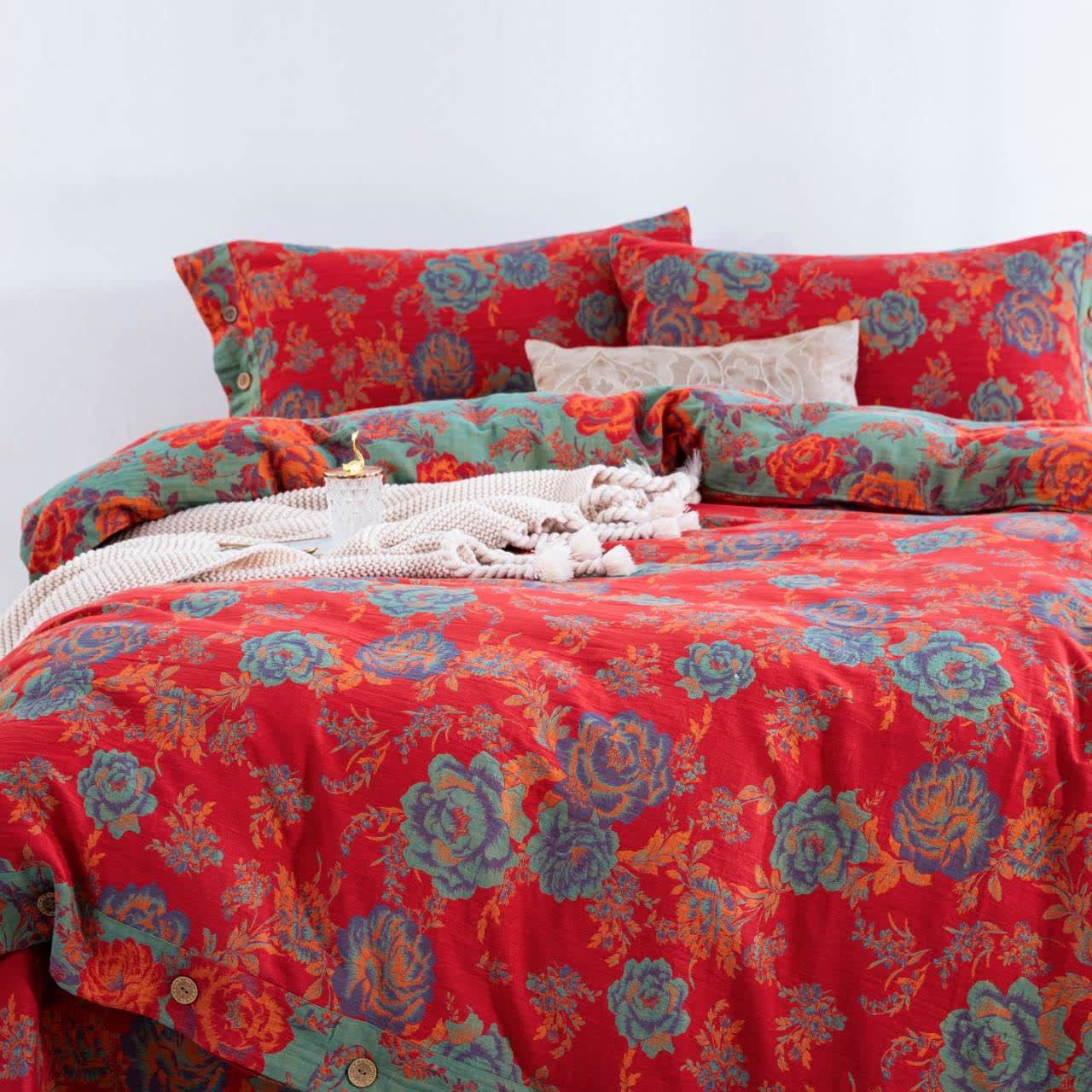 Biancheria da letto in garza di puro cotone Ownkoti Peony (4 pezzi) - image 1