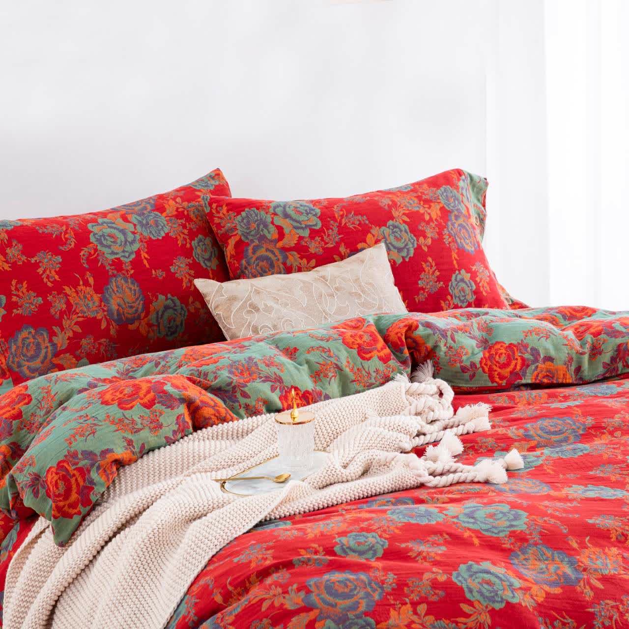 Biancheria da letto in garza di puro cotone Ownkoti Peony (4 pezzi) - image 2