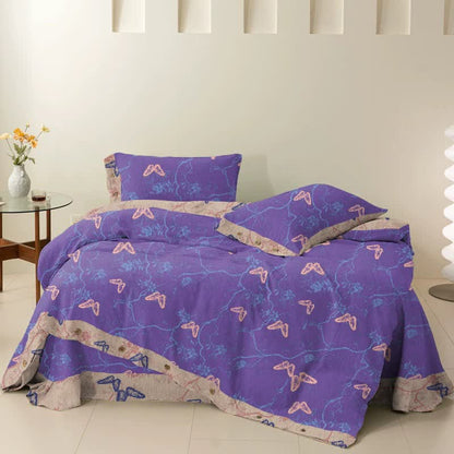 Set di biancheria da letto reversibile in cotone con farfalle Ownkoti (4 pezzi) - image 1