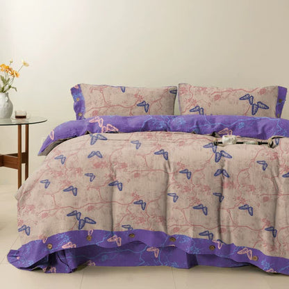 Set di biancheria da letto reversibile in cotone con farfalle Ownkoti (4 pezzi) - Rosa - Matrimoniale Extra Lungo - image 4