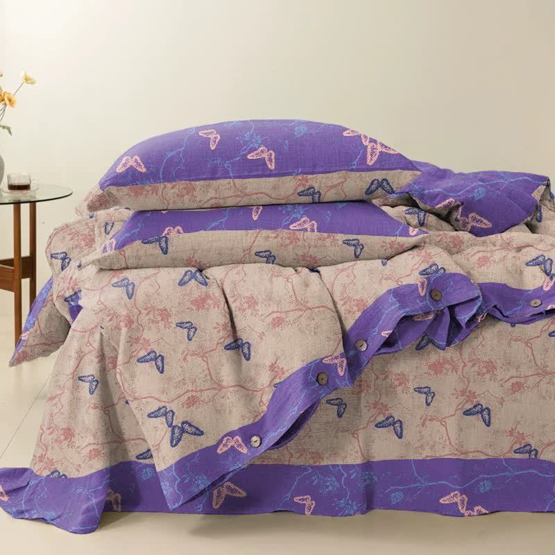 Set di biancheria da letto reversibile in cotone con farfalle Ownkoti (4 pezzi) - image 6