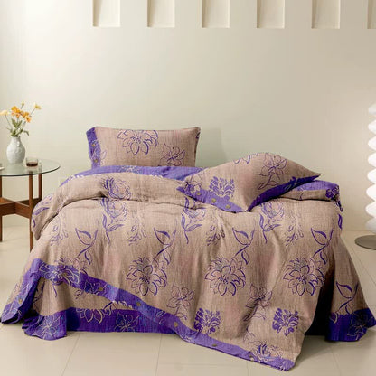 Set di biancheria da letto reversibile in cotone con motivo peonia artistica Ownkoti (4 pezzi) - image 5