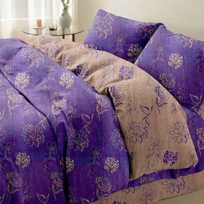 Set di biancheria da letto reversibile in cotone con motivo peonia artistica Ownkoti (4 pezzi) - image 3