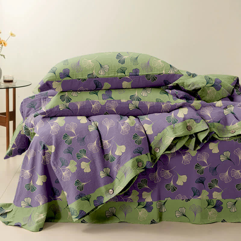 Set di biancheria da letto reversibile in cotone Ginkgo Ownkoti (4 pezzi) - image 2