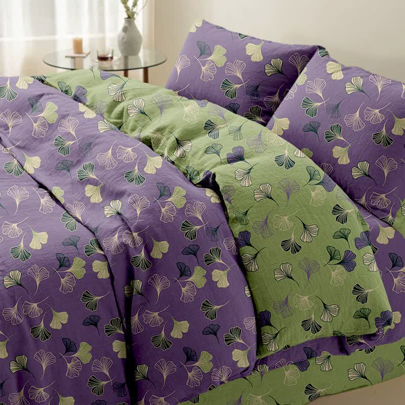 Set di biancheria da letto reversibile in cotone Ginkgo Ownkoti (4 pezzi) - image 3