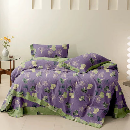 Set di biancheria da letto reversibile in cotone Ginkgo Ownkoti (4 pezzi) - image 1