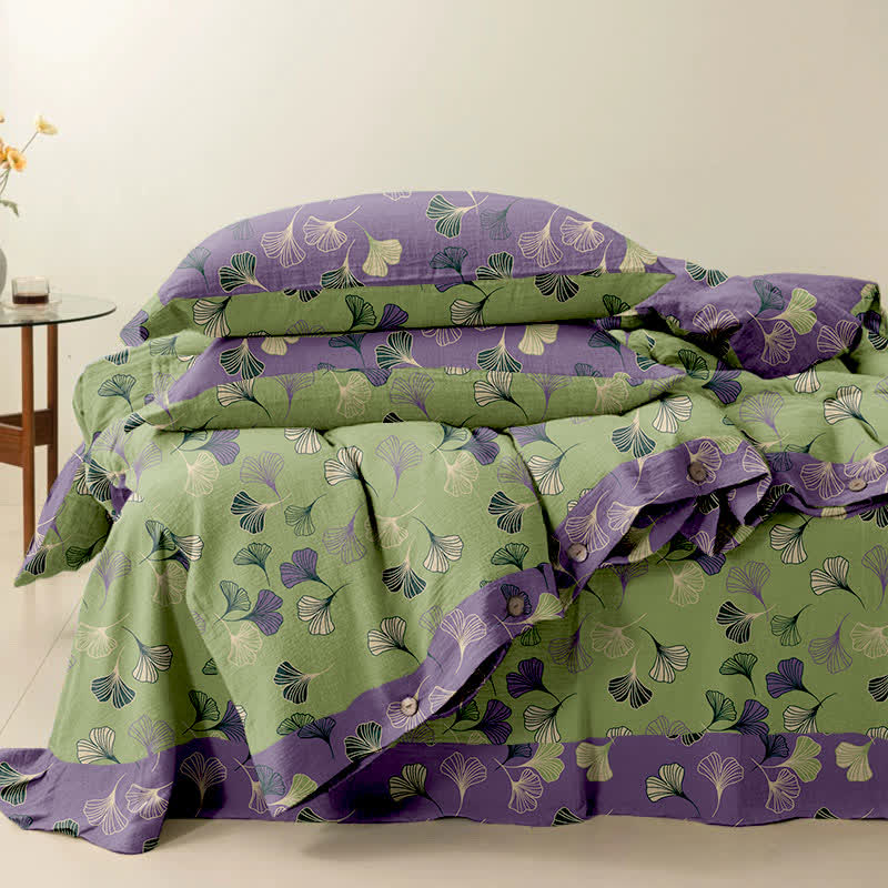 Set di biancheria da letto reversibile in cotone Ginkgo Ownkoti (4 pezzi) - image 6