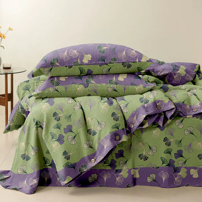 Set di biancheria da letto reversibile in cotone Ginkgo Ownkoti (4 pezzi) - image 6