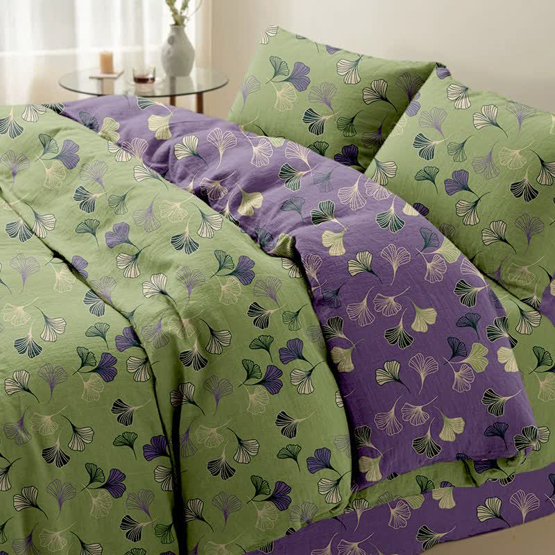 Set di biancheria da letto reversibile in cotone Ginkgo Ownkoti (4 pezzi) - image 7