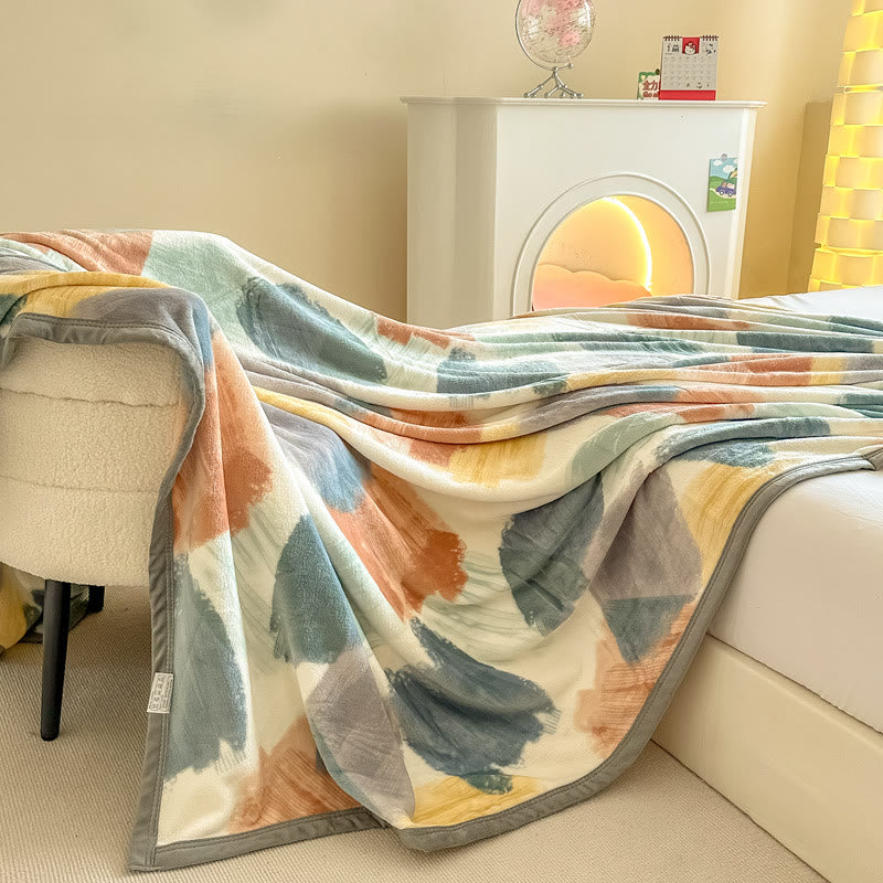 Coperta di peluche geometrica moderna ad acquerello - Multicolore - 230cm x 250cm - image 1