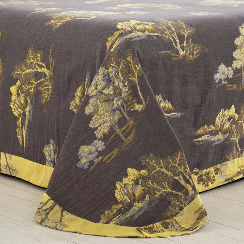 Set di biancheria da letto in garza di cotone jacquard con stampa paesaggio (4 pezzi) - image 7