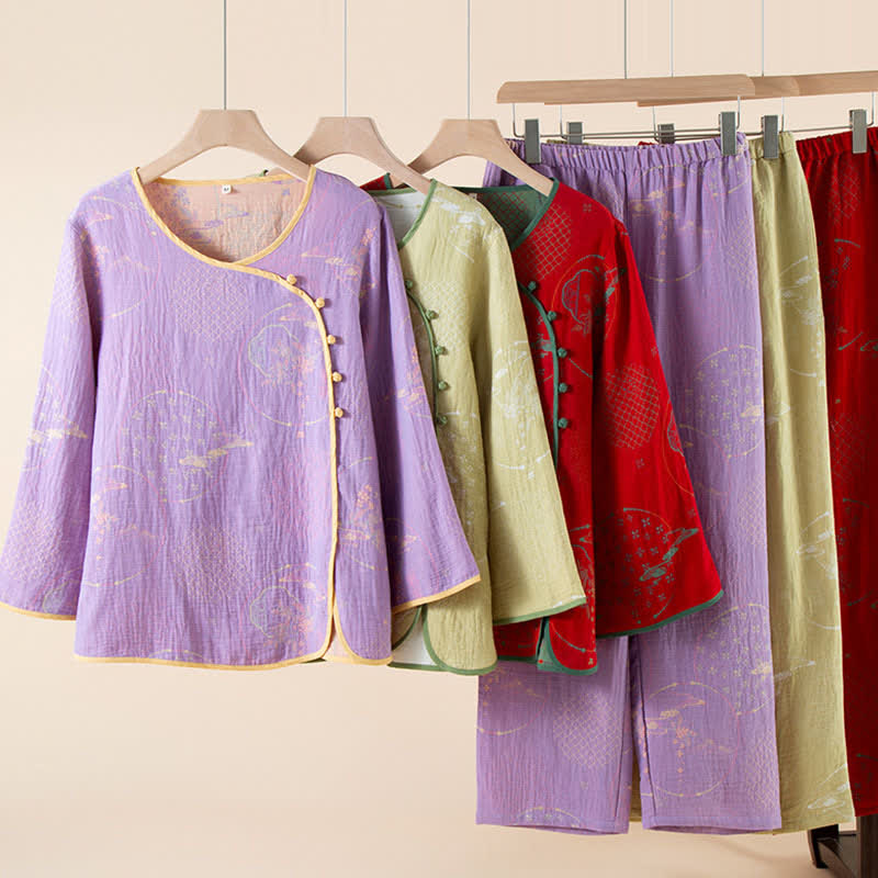 Abbigliamento da casa in garza di cotone jacquard retrò orientale Ownkoti - image 0