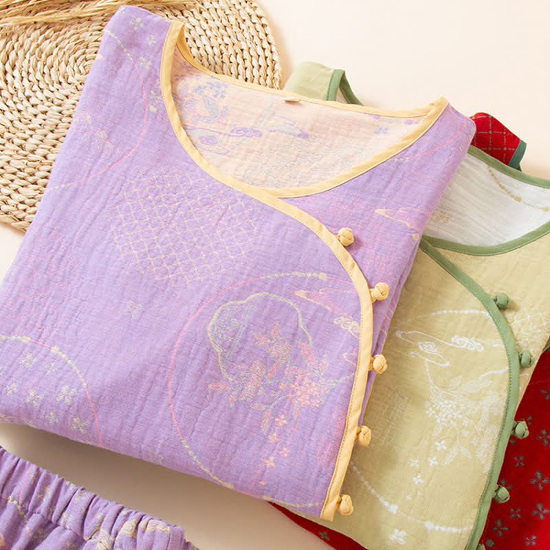 Abbigliamento da casa in garza di cotone jacquard retrò orientale Ownkoti - image 1