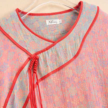 Camicia da notte in garza di cotone rosa Ownkoti Plus Size - image 2