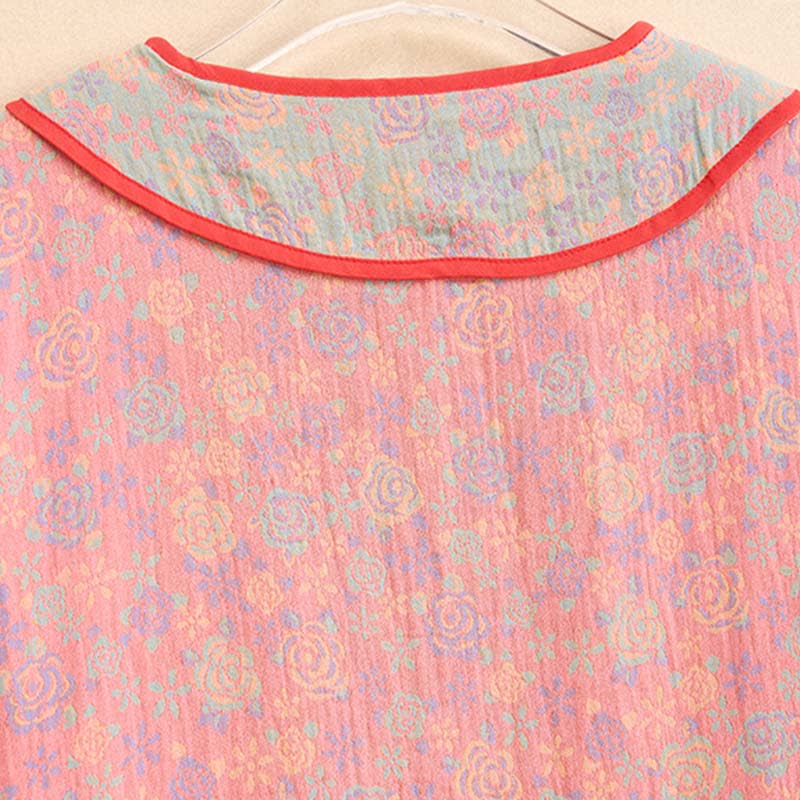 Camicia da notte in garza di cotone rosa Ownkoti Plus Size - image 6