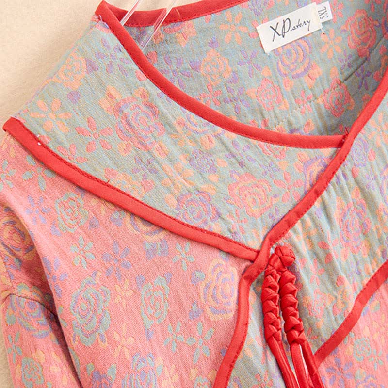 Camicia da notte in garza di cotone rosa Ownkoti Plus Size - image 3